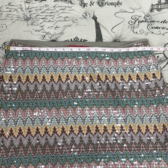 HUGO BOSS Multi-Color Chevron Sequin Mini Skirt - Picture 9 of 11